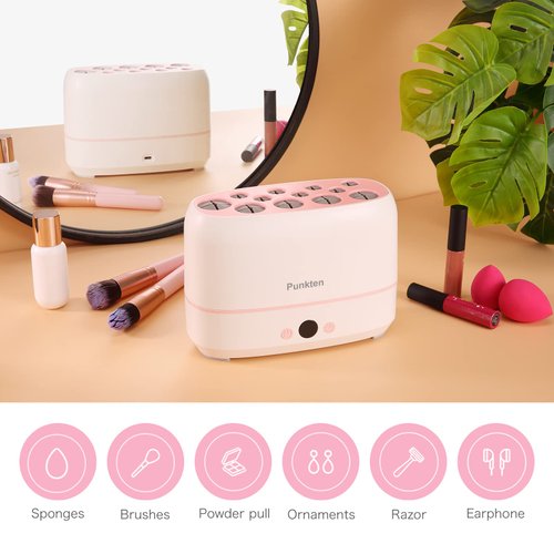 Makeup Brush Dryer Machine,Can Drying 12pcs Makeup Brushes,2pcs Sponges Or Powder Puff AT Once,Baked Slowly At Constant Temperature Without Hurting The Bristles,USB Charge(Type-C)