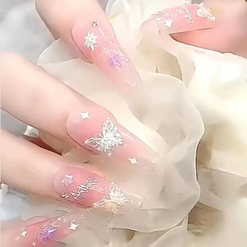 CEWEWP 3Pcs 3D Butterfly Nail Art Stickers, Colorful Butterfly Design Nail Decals for Nail Art Decoration Or Nail Salons, Butterfly Flowing Light Nail Stickers Nail Art Supplies for Women and Girls