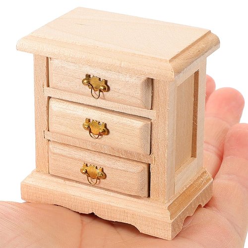 ibasenice 2 Dollhouse Nightstands - Miniature Furniture for Bedroom Decor, Wooden Bedside Tables and Cabinets for 1:16 Scale Dollhouses, Suitable for Ages 16+