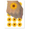 Fancy Blooming Sunflower Flower Temporary Tattoo Water Resistant Fake Body Art Set Collection - 54 1" Tattoos (1 Sheet)