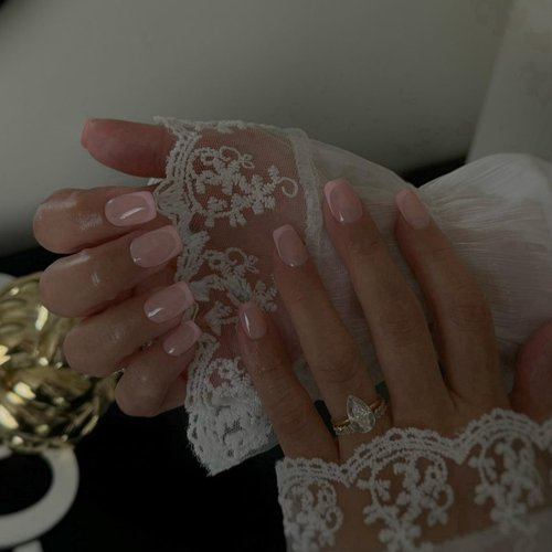 Pink French Tip Press on Nails Short Square,SXVME Classic French Nails Press ons Fake Nails Glue on Nails Short Coffin Nails Acrylic Press on Nails Square,French Tip Nails for Nail Art in 30 PCS