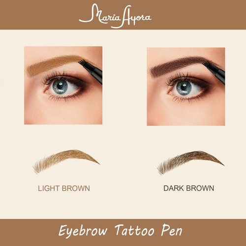 Duo Pack of Vegan-Approved Natural Looking Microblading Eyebrow Pencil, 4D Innovative Micro-Fork Tip Applicator, Long-lasting Eyebrow Pen, Waterproof & Smudgeproof, Cruelty Free (Light Brown)