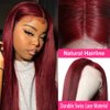 20 Inch 99J Burgundy Lace Front Wigs Human Hair 13x4 Straight Lace Front Wigs Human Hair Pre Plucked Wine Red Colored Straight Wigs Human Hair Full Lace Human Hair Wigs for Black Women Glueless Wigs