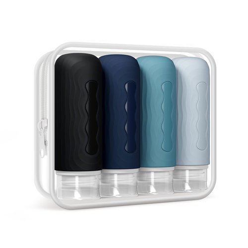 Yinke Travel Silicone Bottles for Toiletries, TSA Approved 3oz Travel Size Containers and BPA Free Leak Proof Silicone Squeezable, Refillable Travel Accessories for Shampoo Conditioner Lotion(4 Pack)