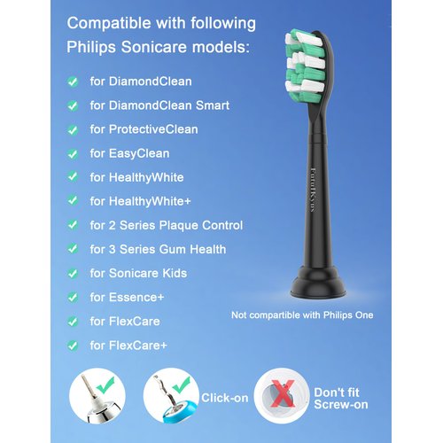 Toothbrush Replacement Brush Heads for Philips Sonicare, Electric Sonic Tooth Refill Head 4100 C1 C2 G2 Plaque Control, 10 Pack, Black