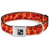 Dog Collar Seatbelt Buckle Pepperoni Pizza Crust Vivid 9 to 15 Inches 1.0 Inch Wide