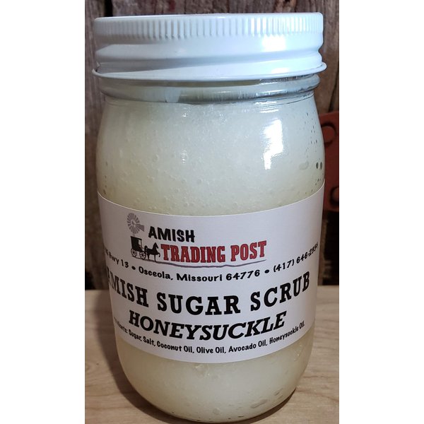 Amish Sugar Scrub all Natural Homemade Product! 1 pint glass jar Facial Scrub (Honeysuckle)