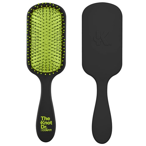 The Knot Dr. for Conair Hair Brush, Wet and Dry Detangler with Storage Case, Removes Knots and Tangles, For All Hair Types, Green