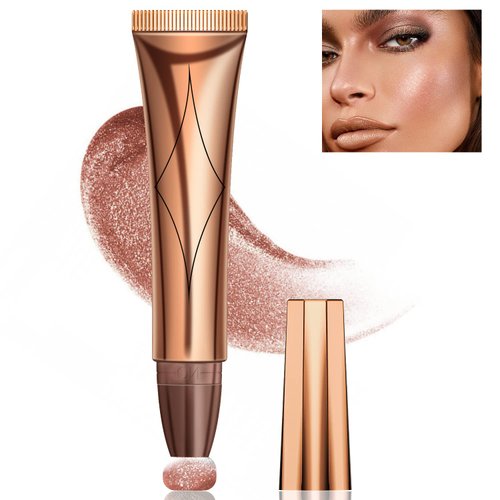 Cream Contour Beauty Wand,Xcreando Liquid Contour Stick with Cushion Applicator Silky Liquid Bronzer Stick Waterproof Lightweight Face Concealer Contouring with Natural Matte Finish(#05 Rose Gold)