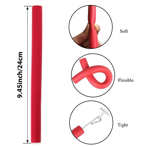 30 Pcs Soft Foam Hair Curlers - 1.8cm Diameter Heatless Twist Curling Rods for Perms and Hair Styling, 9.45 Inch