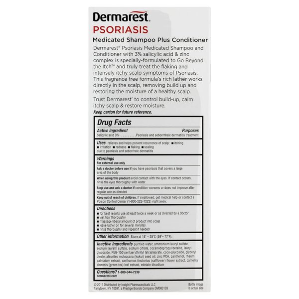 Dermarest Psoriasis Medicated Shampoo plus Conditioner | Packaging May Vary | 8-Ounces | 1-Unit