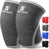 Knee Sleeve (Pair) Squat Knee Support & Compression for Powerlifting, Weightlifting, CrossFit WOD, Bodybuilding - Extra Thick 7mm Neoprene Knee Sleeves - Both Men & Women (Gray, Medium)