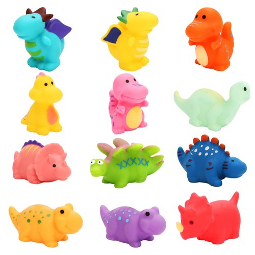 ONEST 12 Pieces Mold Free Baby Dinosaur Bath Toys for Toddlers Infants Bathtub Toy No Mold No Hole Kids Bathtub Pool Toys
