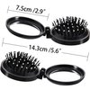 Boao 2 Pack Foldable Travel Mirror Hair Brushes Round Portable Folding Pocket Hair Brush Mini Hair Comb Compact Travel Size Hair Massage Comb for Men Women(Black)