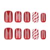 Red Christmas Press on Nails Short Square Glue on Nails White Snowflake False Nails Glossy Acrylic Nails for Women Girls DIY Winter Xmas Nails Art 24Pcs
