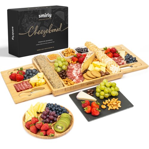 SMIRLY Charcuterie Boards Gift Set: Charcuterie Board Set, Bamboo Cheese Board Set - House Warming Gifts New Home, Wedding Gifts for Couple, Bridal Shower Gift