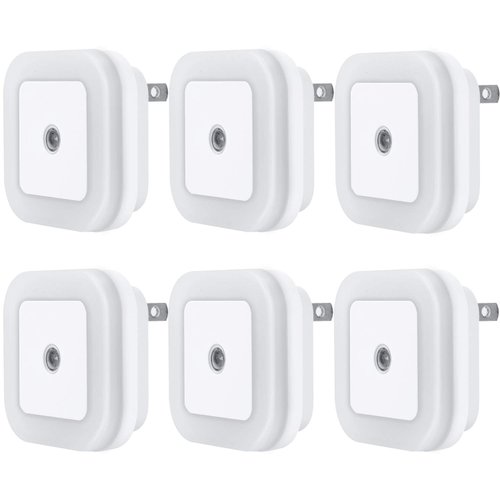 Uigos LED Night Light Lamp with Smart Sensor Dusk to Dawn Sensor, Daylight White, 0.5W Plug-in, 6-Pack