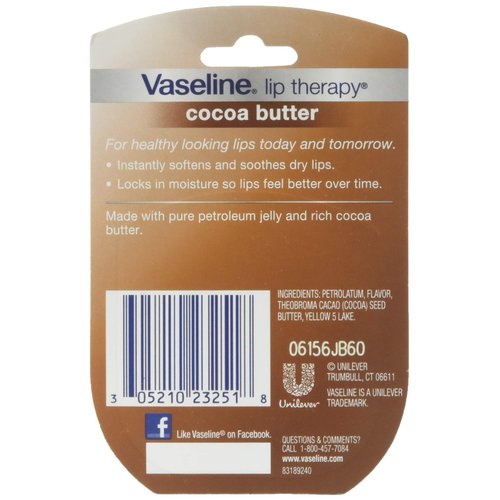 Vaseline Lip Therapy Cocoa Butter.25 oz (Pack of 8)