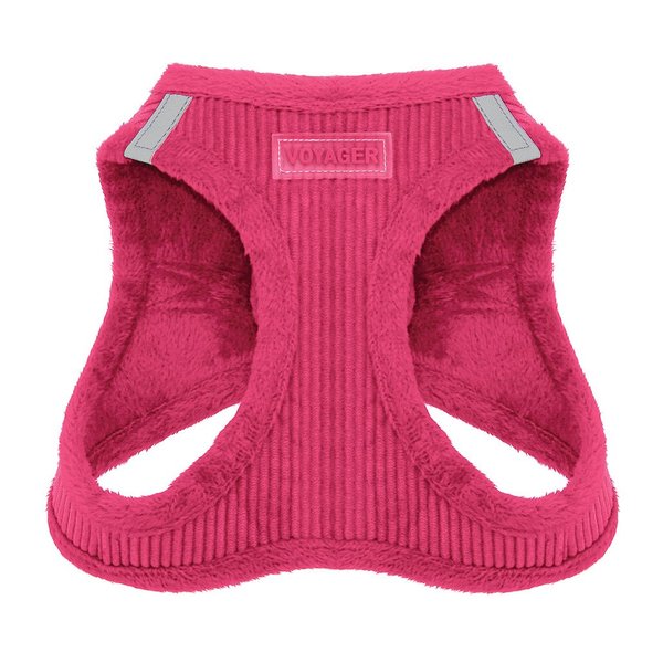 Voyager Step-In Plush Dog Harness – Soft Plush, Step In Vest Harness for Small and Medium Dogs by Best Pet Supplies - 1Fuchsia Corduroy, M (Chest: 16 - 18")