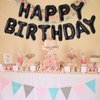 16 Inch Happy Birthday Banner Balloon, Black Happy Birthday Letters Foil Balloons with Ribbon, Self Inflating Happy Birthday Letter Balloon Bunting for Men Women Birthday Party Decorations Supplies