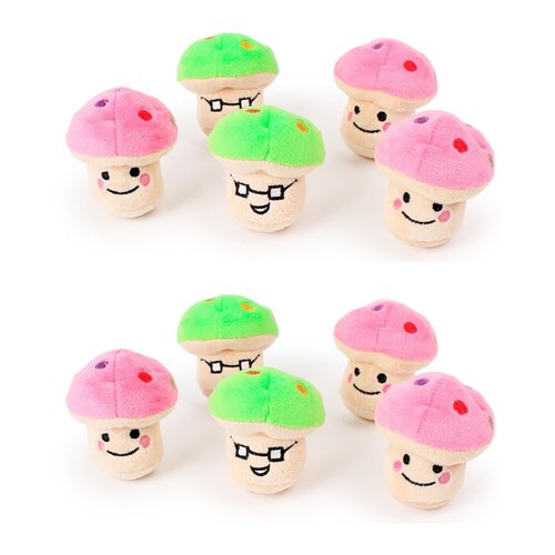POPETPOP 10 Pcs Mushroom Dog Squeaky Toys - Plush Dog Chew Toys, Puppy Biting Sound Toys, Mushroom Plush Toys for Small Dogs, Puppy, Cat