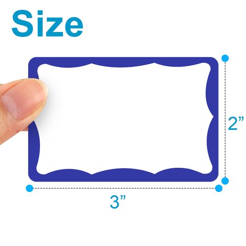390Pcs Name Tags, 3in x 2in Name Tag Stickers, Name Tags Sticker for School Office Home(White with Blue Border)