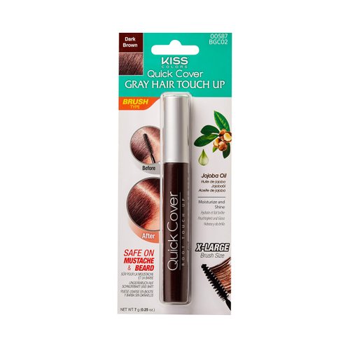RED by Kiss Quick Cover Root Touch Up Rescue, Mascara Natural Water-Resistant Temporary Gray Concealer Cover Up Brush for Hair Mustache & Beard (Dark Brown)