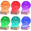 3D Skull Crystal Puzzle, Skull Assembly Brain Teaser with Light-Up Wood Base for Halloween Decorations Indoor, Plastic Skull DIY Puzzle Blocks 3D Model Toy, Gift for Adults/Kid 14+(49pcs, Transparent)