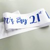It’s My 21st Birthday Sash,21st Birthday Sash,Glitter Letter 21st Birthday Sash for Girls,Happy 21st Birthday Party Decorations,White and Blue