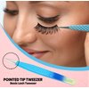 Eyelash Extension Tweezers-3 Pcs Diamond Grip Lash tweezers For Eyelash Extensions-SialBE Straight And Curved L-Shape Eyelash Tweezers, Tweezers For Eyelash Extensions With Silver Tip