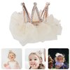 Mobestech Hair Clip, Beige Rhinestone Crown Hair Clip for Girls Princess Crown Hair Pin Crystal Tiara Bobby Pins, 1 Count