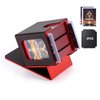MTG Deck Box, Double Display Window Deck Box MTG, Commander Deck Box Fits 120+ Single Sleeved Cards, PU Leather Magnetic Closure Card Deck Box with 2 Dividers & 2 Toploaders for TCG, CCG, Black/Red