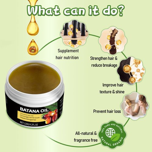 100% Natural Batana Hair Oil, Hair Oil for Damaged Hair, 4.2oz. Prevent Hair Loss, Eliminates Split Ends for Men & Women, Intensive Hair Treatment for Dry, Damaged Hair, Truly Beauty Products