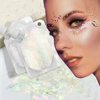 CAHIUYOA 2PCS White Silver Face Glitter Gel Holographic Glitter Gel for Body Hair Lip Glitter Makeup Long Lasting Waterproof Sequins Glitter for Halloween Concert Rave Party Accessories
