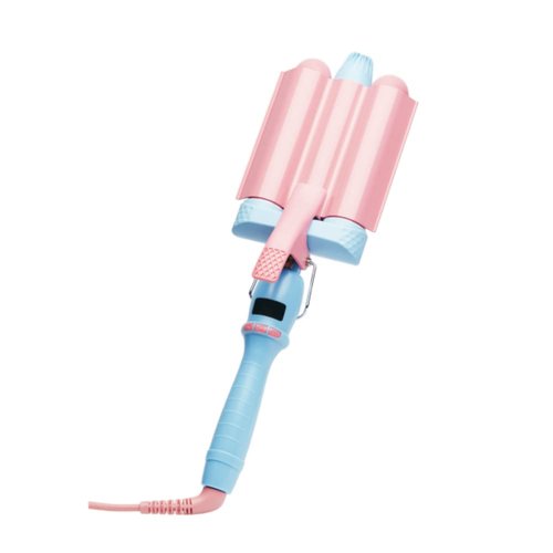Flower Beauty 1.25" Tourmaline Ceramic Triple Barrel Curling Iron - Effortless Beach Waves, Simple Clamp, Adjustable Heat Setting