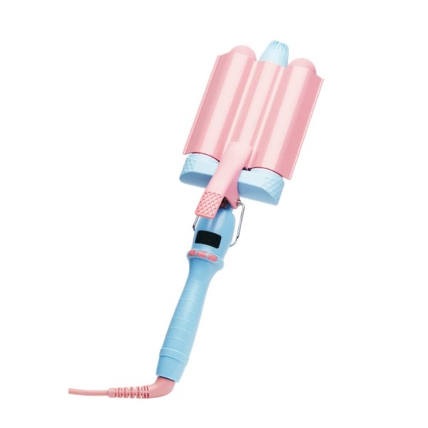 Flower Beauty 1.25" Tourmaline Ceramic Triple Barrel Curling Iron - Effortless Beach Waves, Simple Clamp, Adjustable Heat Setting