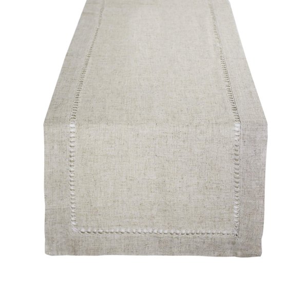 Handmade Hemstitch Design Table Runner 18" W x 108" L - Natural Table Cover for Everyday Use, Dining Table, Weeding, Holiday and Special Occasion