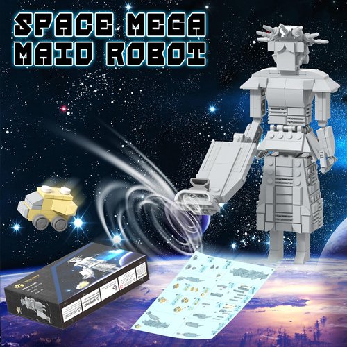 Mega Maid Spaceball I Creative Building Set with Mini Eagle 5, Space Movie Car Robot Model Building Kit Compatible with Lego, Christmas Birthday Toy Gift for Fans Teens Kids 8+