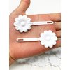 Tara Girls Self Hinge Plastic Flower Hair Barrettes 18 Pieces Selection (White)