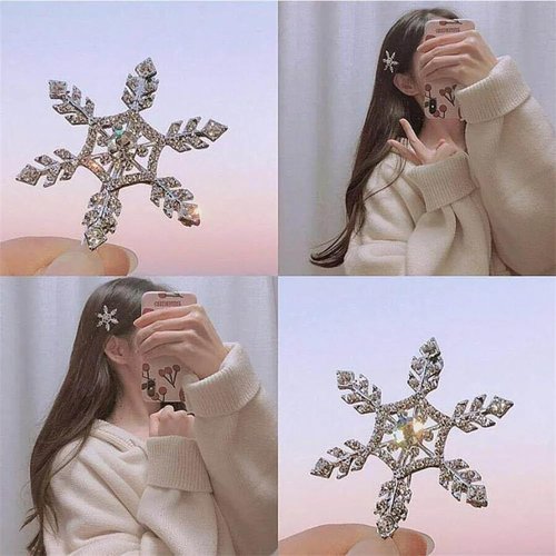 Snowflake Rhinestone Hair Clips Crystal Hairpin Barrette Gold Silver Wedding Bridal Christmas Ornaments Hair Accessories for Women Girls 4 PCS