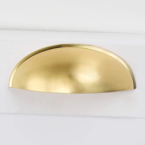 goldenwarm 5 Pack Gold Cup Drawer Pulls Brushed Gold Cabinet pulls Decorative Pulls Bin Cup Pulls Cup pulls for cabinets and Drawers, 3 inch (76mm) Hole Centers