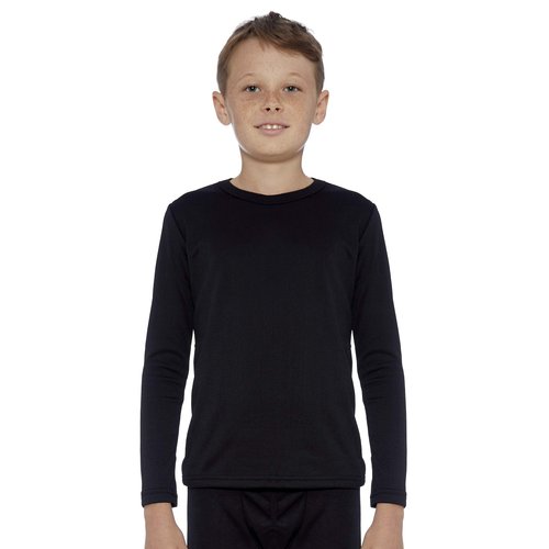 Rocky Boy's Thermal Base Layer Top (Long John Underwear Shirt) Insulated for Outdoor Ski Warmth/Extreme Cold Pajamas (Black - X-Small)