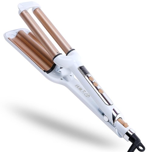 3 Barrel Hair Crimper Iron Professional Curling Wand 0.6 Inch Ceramic Fast Heating Crimping Iron for Deep Waves Valentines Gifts