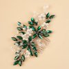 BERYUAN Wedding Pearls Crystal Rhinestone Hair Comb Pearls Crystal Flowers Bride Headpiece Dark Green Crystal Pearls Wedding Hair Accessories Handmade Wedding Hairband for Wedding Women and Girls