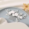 CASOLVX Wedding Pearl Hair Comb Handmade Flower Side Comb Delicate Bridal Hair Accessories for Brides and Bridesmaids with Wedding Party and Dinner