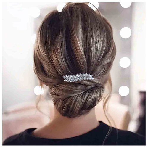 Iaceble Silver Sparkly Crystal Hair Barrette Bridal Hair Clips Shining Wedding Decorative Hair Accessories for Women and Girls Headdress