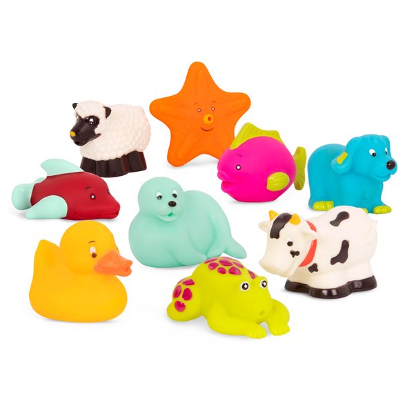 B. toys- Animal Bath Squirts- Water Play- 9 Water Squirts – Baby Bath Toys -Tub Toys For Babies – 10 Months +