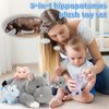 Tezituor Hippo Stuffed Animals Set, 16''Soft Mommy Hippo Plush with Baby Hippo Toys for Girl Boy, 5Pcs Stuffed Hippo Gift for Kids, Cute Stuffed Hippopotamus Plush Pillow for Birthday Christmas Decor