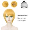 Probeauty Blonde Wig for Cosplay, Short Golden Wig for Women Girls, Halloween Costume Party Fluffy Synthetic Wigs with Buns + Wig Cap