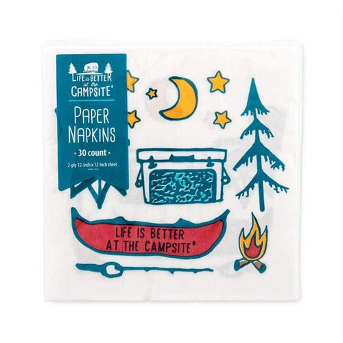 Camco Life is Better at The Campsite Paper Napkins | Features a Unique Camping Design, 2-Ply Strength, and Ideal for RVing, Camping, Boating, and More | Pack of 30 (53374)